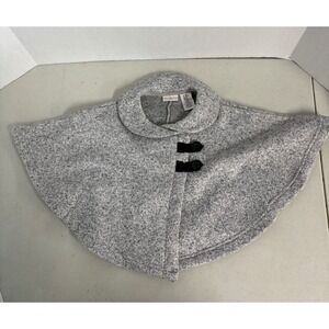 Max Studio‎ Baby Girls Gray Knit Poncho Cape Fleece Lined 18M Peter Pan Collar